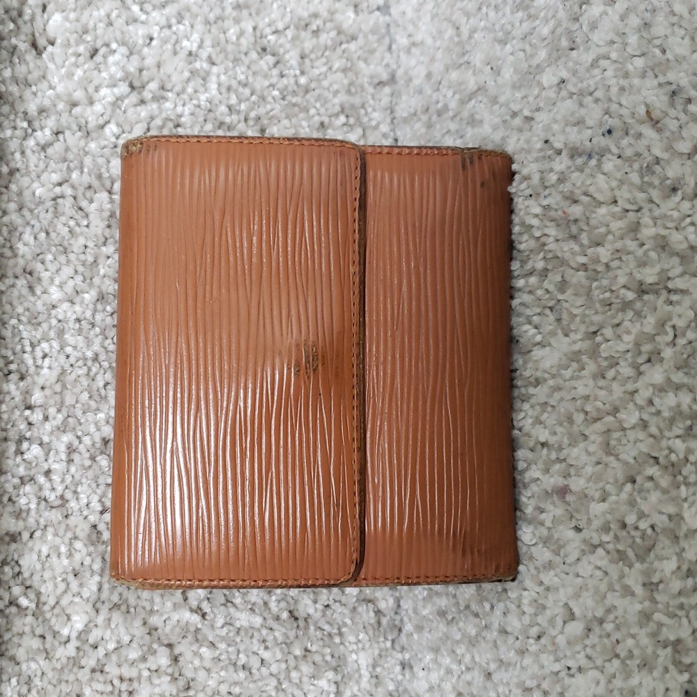 Louis Vuitton Cognac Brown Epi Leather Double Snap Wallet Authentic Vintage - Picture 2 of 14